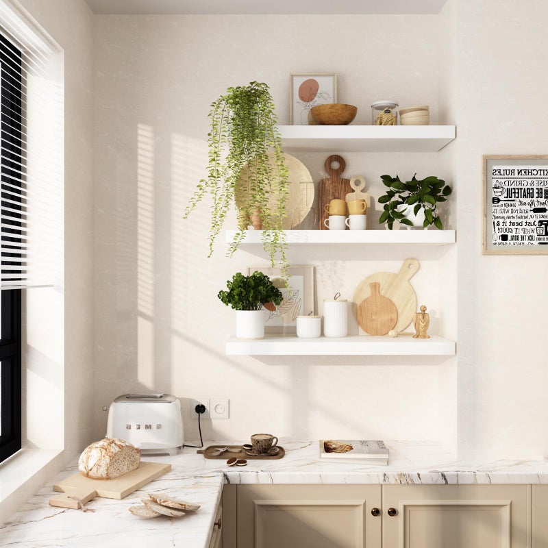 WELLAND 12" Deep White Floating Shelves, Floating Shelf Wall Shelf Display Floating Shelf, 35.43" L x 11.81" D x 2" T, Deeper Than Others, White - Image 2